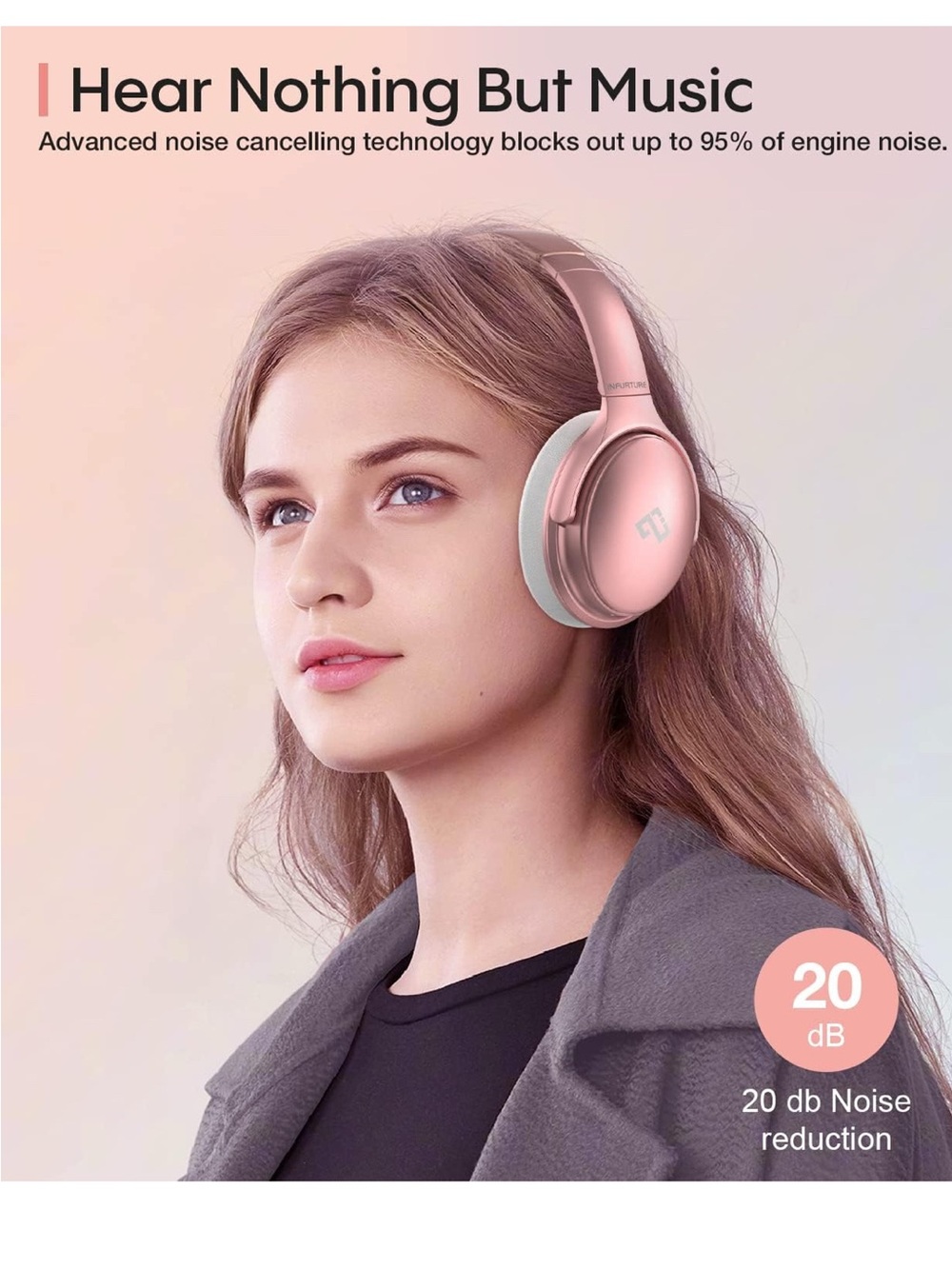 INFURTURE H1 Active Noise Cancelling Bluetooth Headphone Over Ear Deep Bass